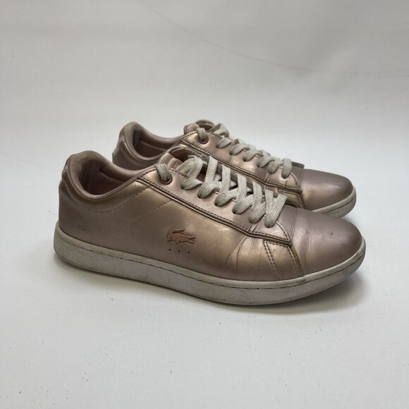 Lacoste Carnaby EVO Metallic Light Pink Sneakers Preppy Womens Size 7.5 US - Picture 1 of 14